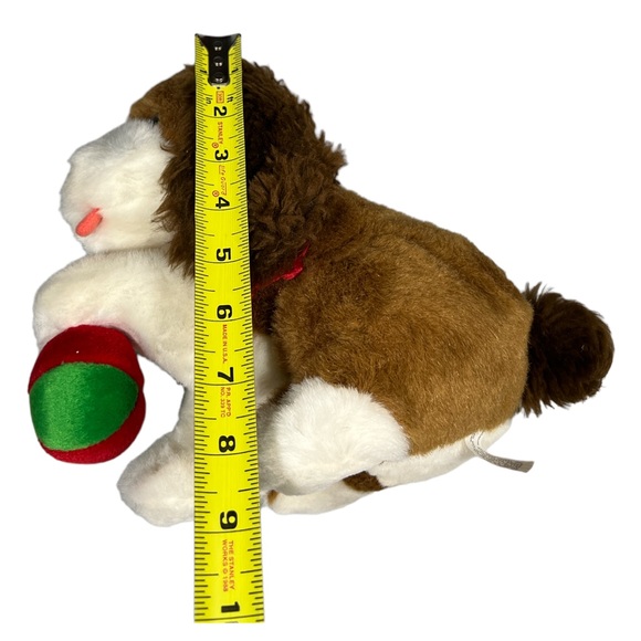 CHOSUN BROWN & WHITE PUPPY DOG WITH BALL PLUSH STUFFED TOY 9" SEATED - Picture 8 of 8